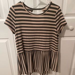 Army Green and Cream Striped Top